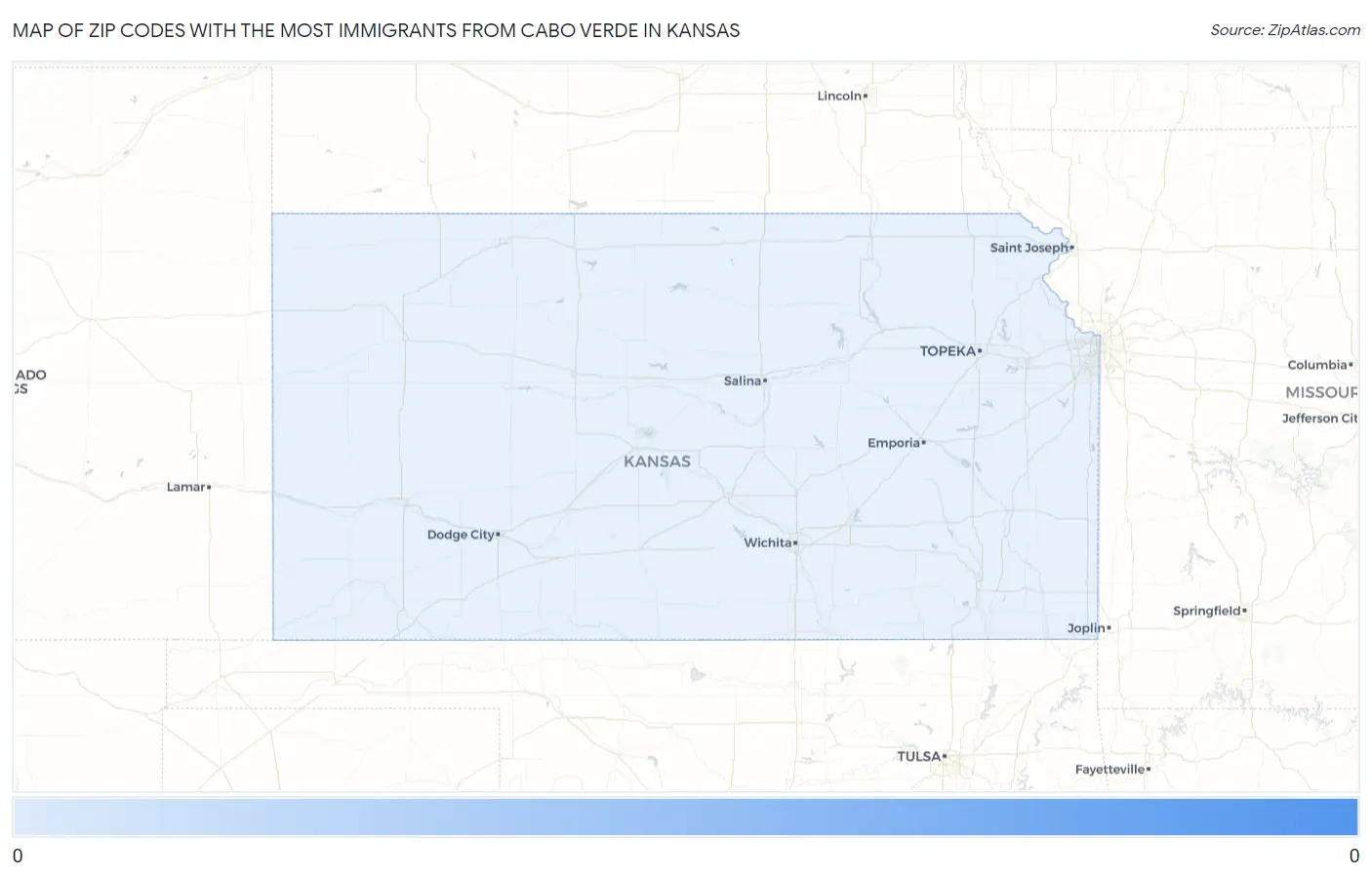 Zip Codes with the Most Immigrants from Cabo Verde in Kansas Map