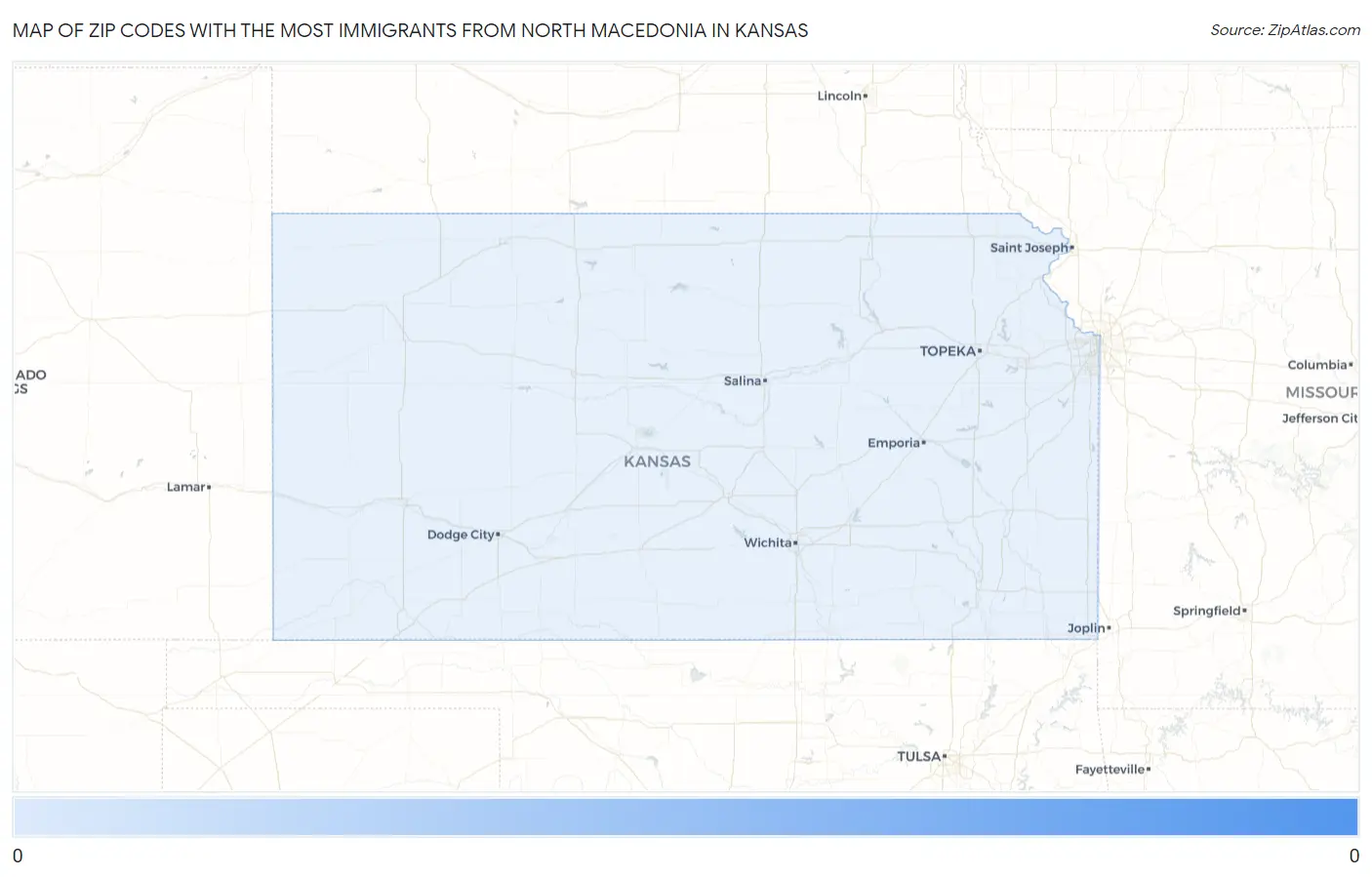 Zip Codes with the Most Immigrants from North Macedonia in Kansas Map