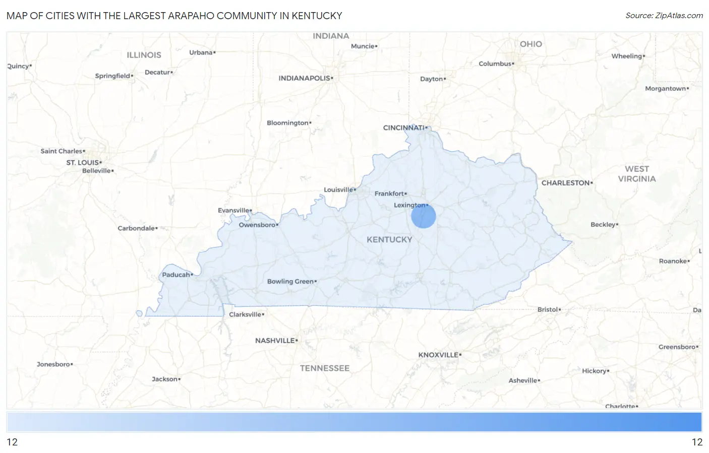 Cities with the Largest Arapaho Community in Kentucky Map