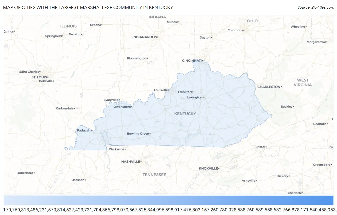 Cities with the Largest Marshallese Community in Kentucky Map