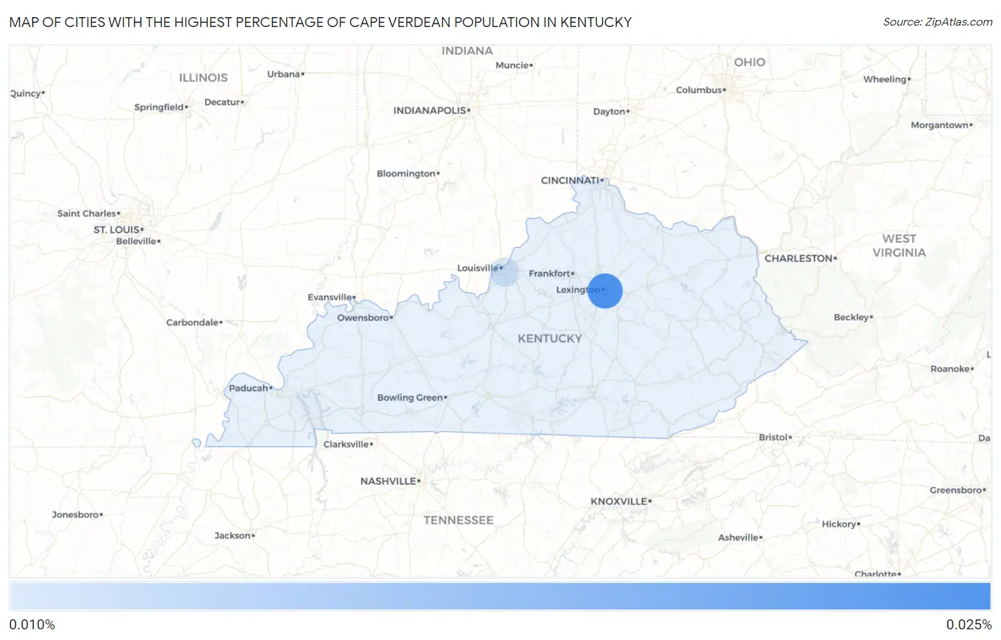 Cities with the Highest Percentage of Cape Verdean Population in Kentucky Map