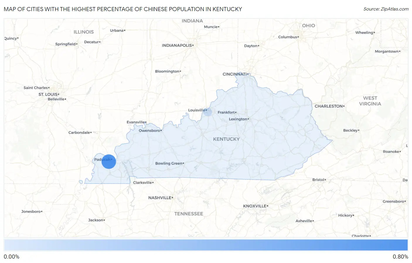 Cities with the Highest Percentage of Chinese Population in Kentucky Map