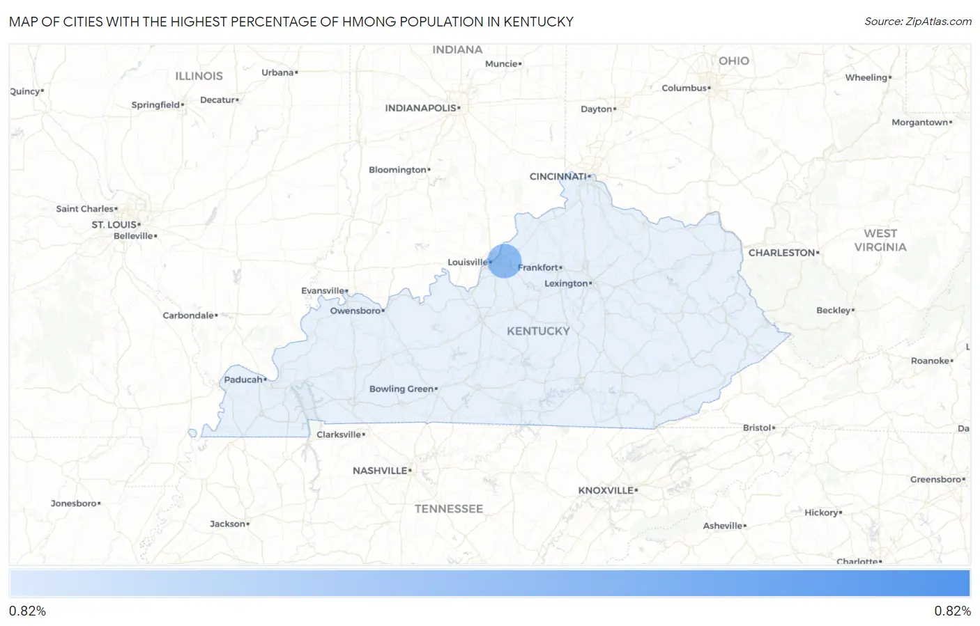 Cities with the Highest Percentage of Hmong Population in Kentucky Map