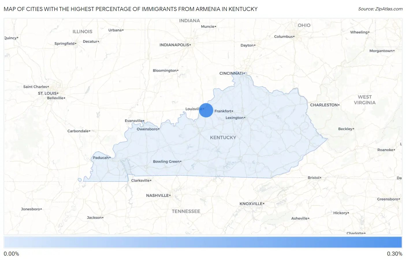 Cities with the Highest Percentage of Immigrants from Armenia in Kentucky Map