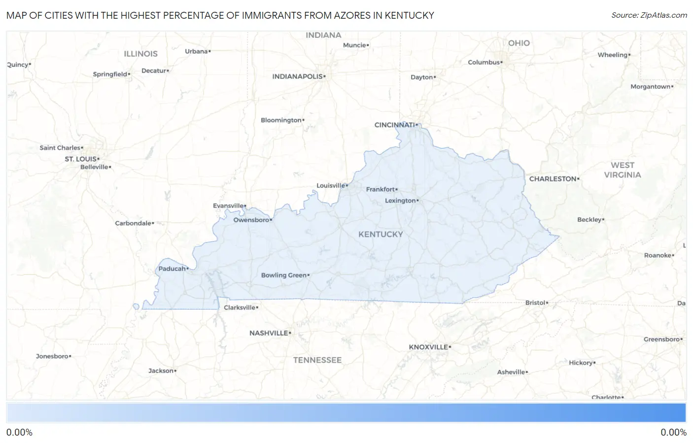 Cities with the Highest Percentage of Immigrants from Azores in Kentucky Map