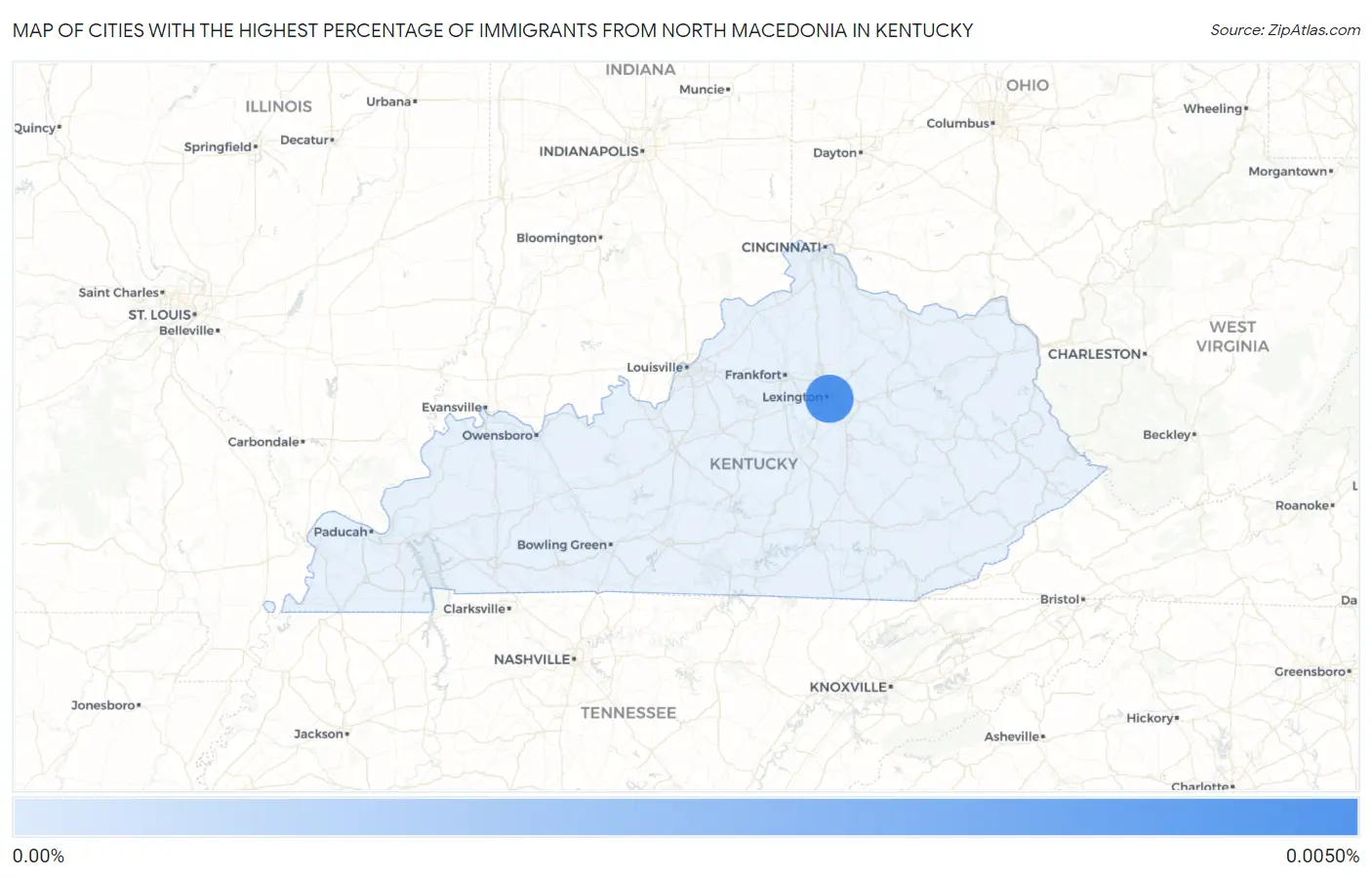 Cities with the Highest Percentage of Immigrants from North Macedonia in Kentucky Map