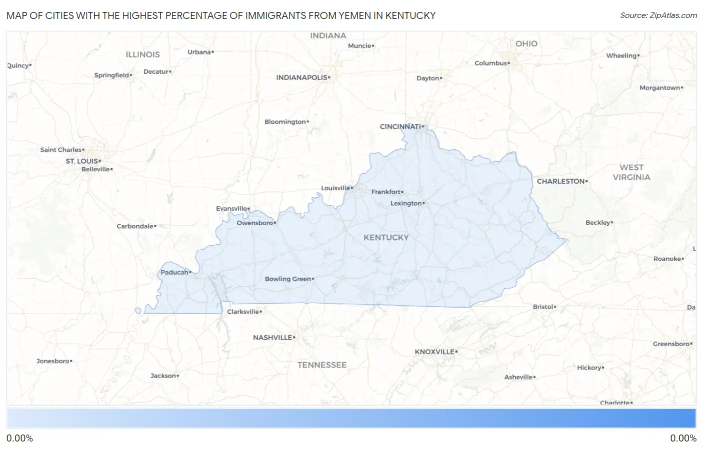 Cities with the Highest Percentage of Immigrants from Yemen in Kentucky Map
