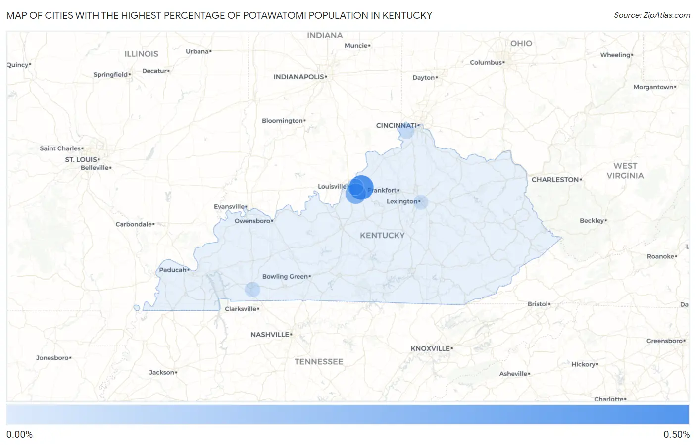 Cities with the Highest Percentage of Potawatomi Population in Kentucky Map