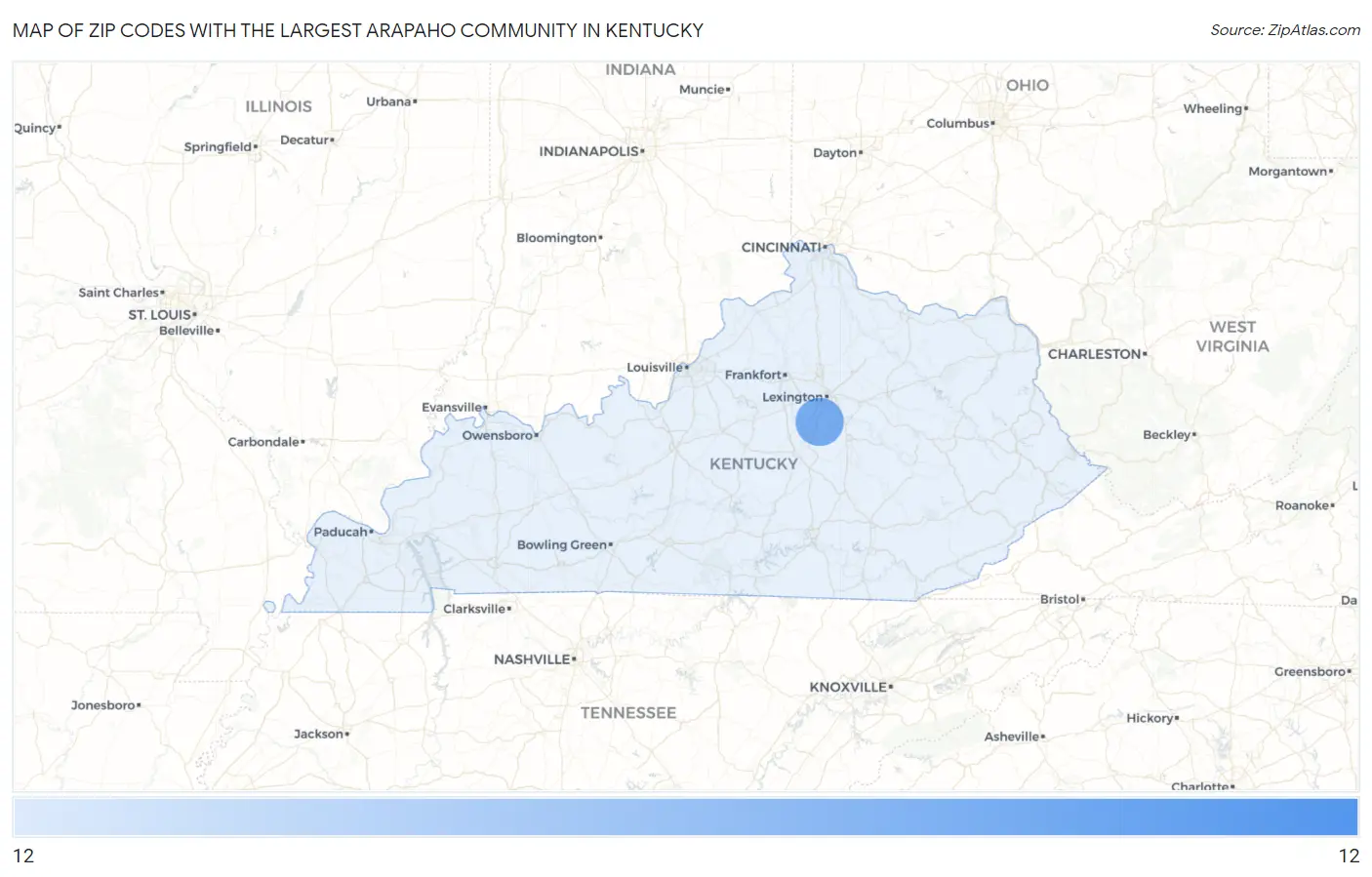 Zip Codes with the Largest Arapaho Community in Kentucky Map