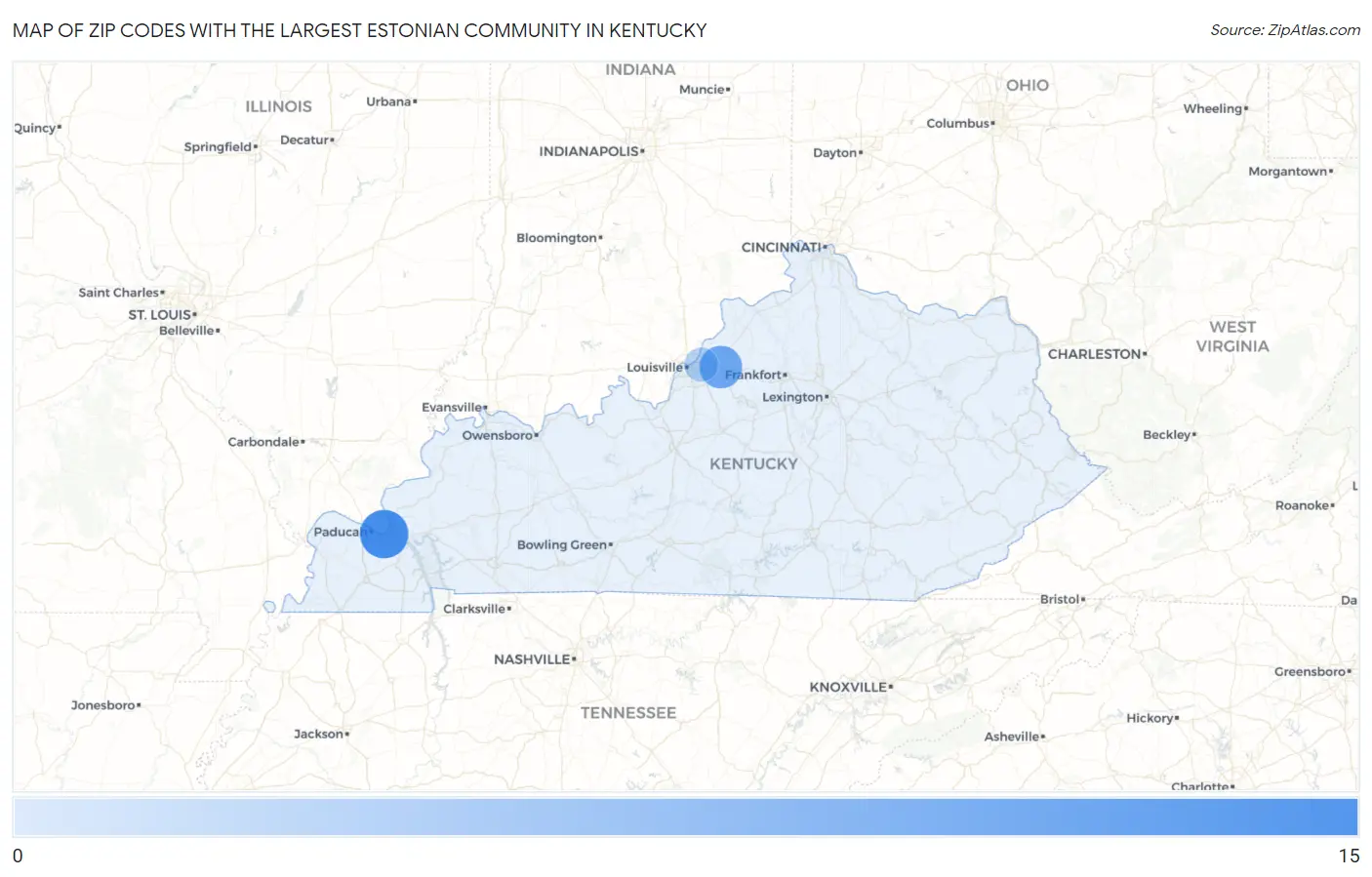 Zip Codes with the Largest Estonian Community in Kentucky Map