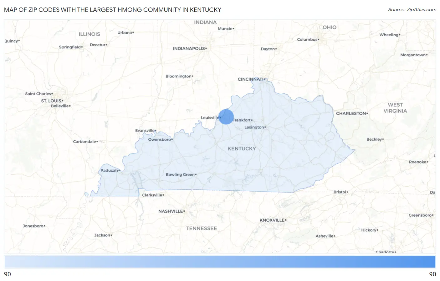 Zip Codes with the Largest Hmong Community in Kentucky Map