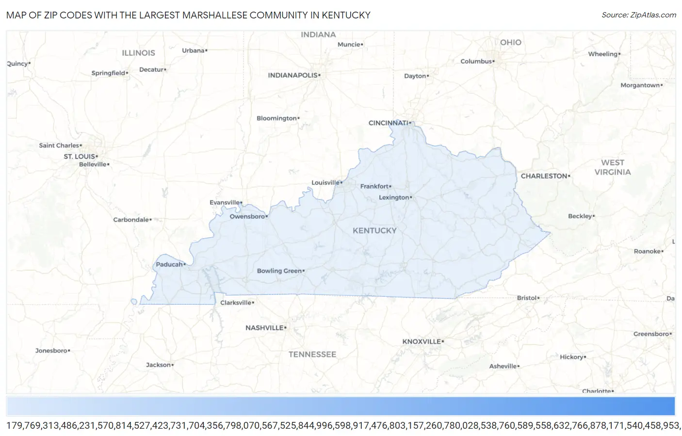 Zip Codes with the Largest Marshallese Community in Kentucky Map