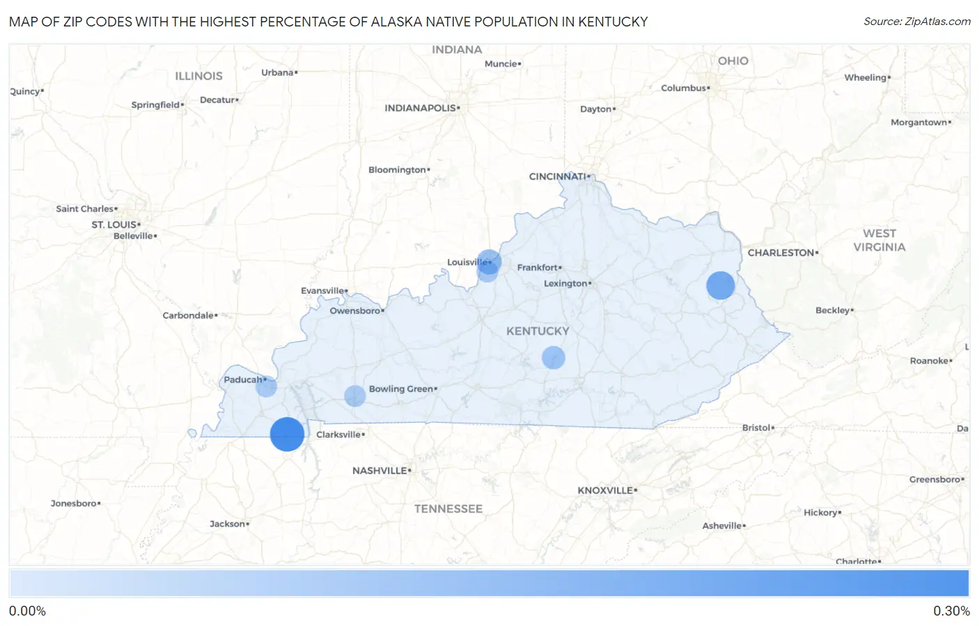 Zip Codes with the Highest Percentage of Alaska Native Population in Kentucky Map
