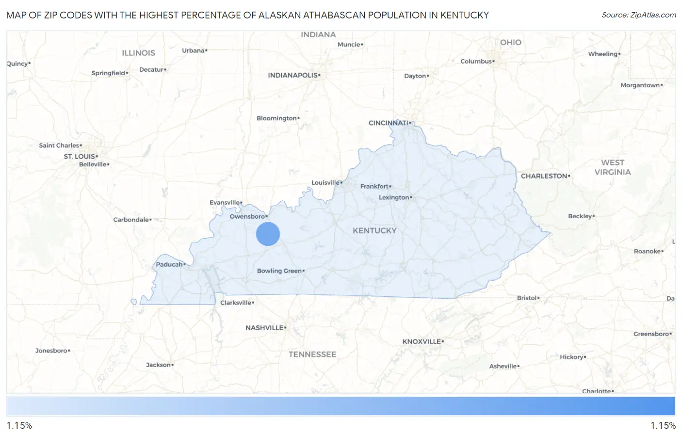 Zip Codes with the Highest Percentage of Alaskan Athabascan Population in Kentucky Map