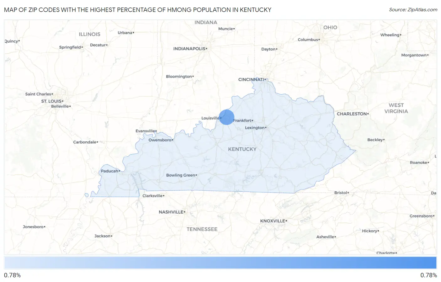 Zip Codes with the Highest Percentage of Hmong Population in Kentucky Map