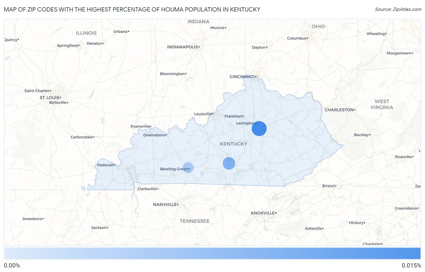 Zip Codes with the Highest Percentage of Houma Population in Kentucky Map