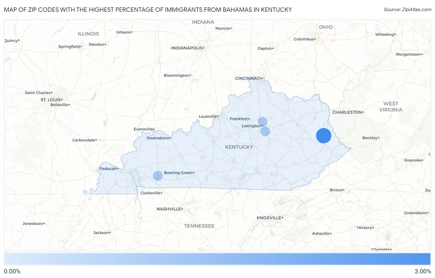 Zip Codes with the Highest Percentage of Immigrants from Bahamas in Kentucky Map