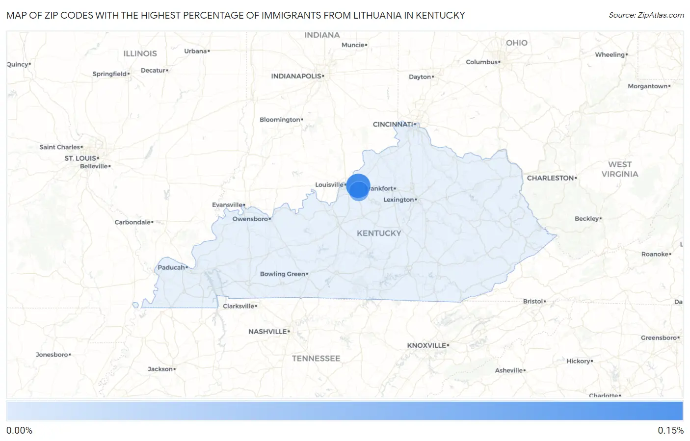 Zip Codes with the Highest Percentage of Immigrants from Lithuania in Kentucky Map
