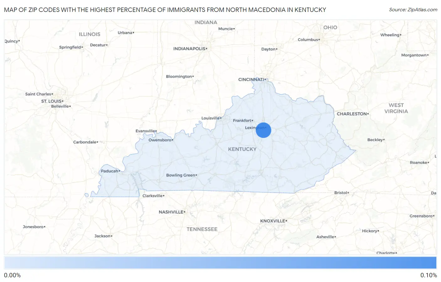 Zip Codes with the Highest Percentage of Immigrants from North Macedonia in Kentucky Map
