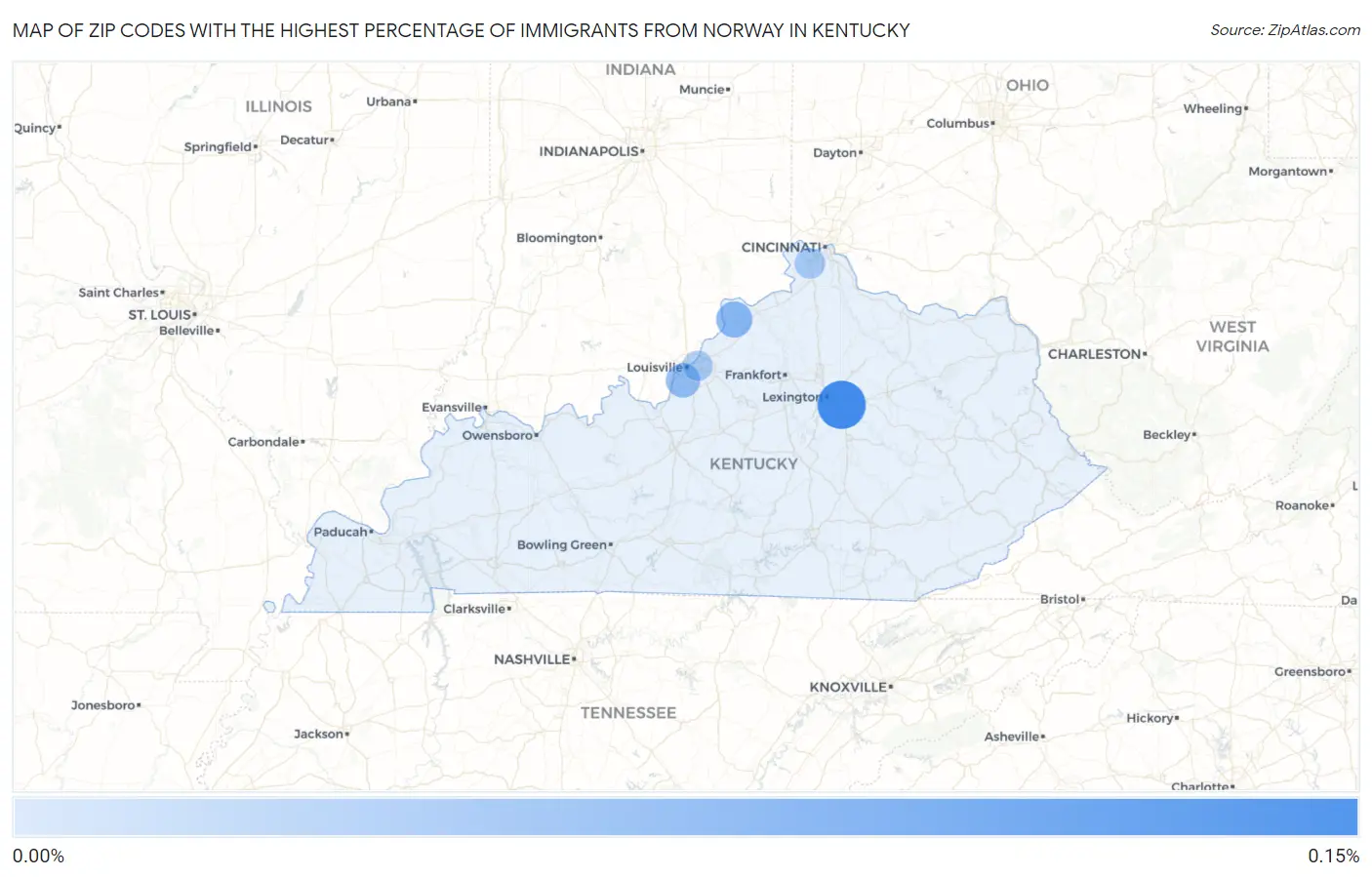 Zip Codes with the Highest Percentage of Immigrants from Norway in Kentucky Map