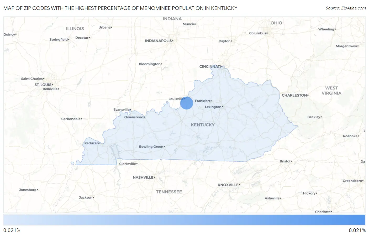 Zip Codes with the Highest Percentage of Menominee Population in Kentucky Map