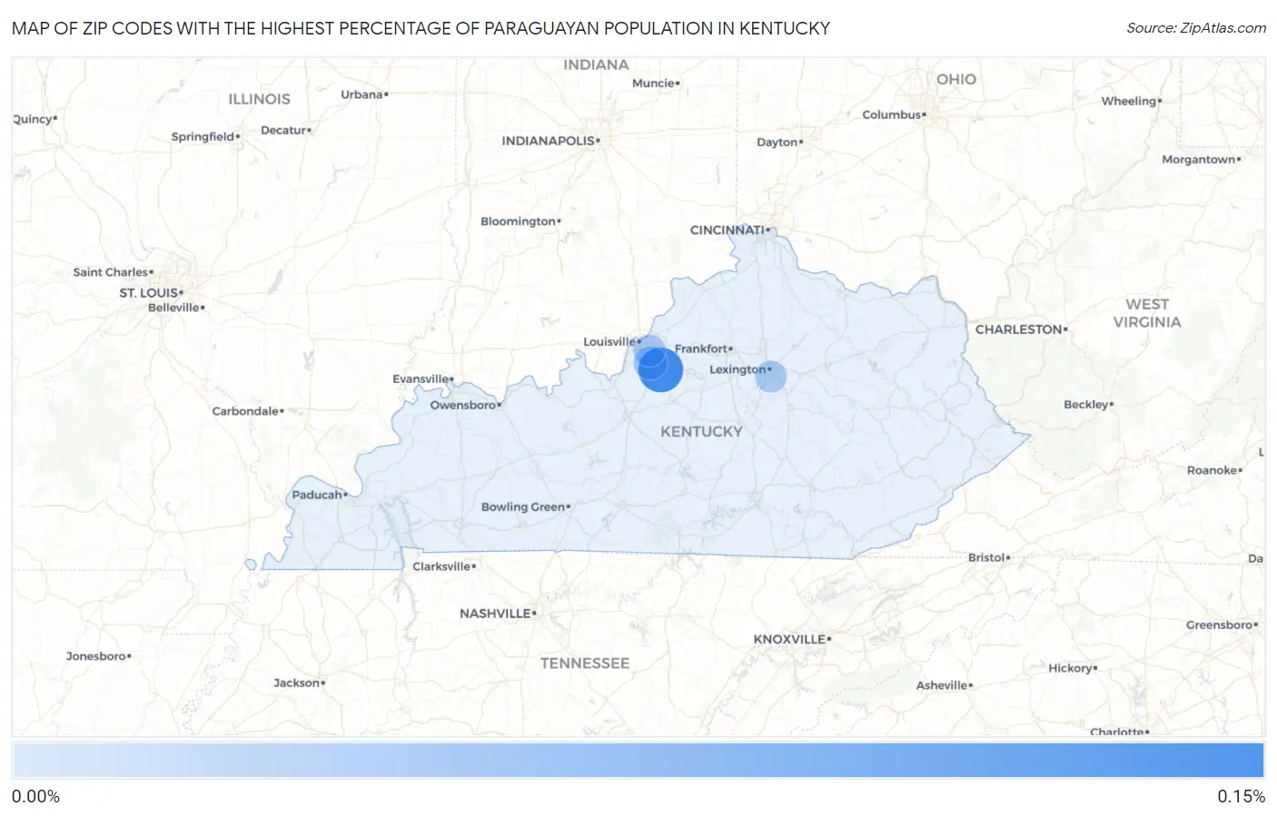 Zip Codes with the Highest Percentage of Paraguayan Population in Kentucky Map