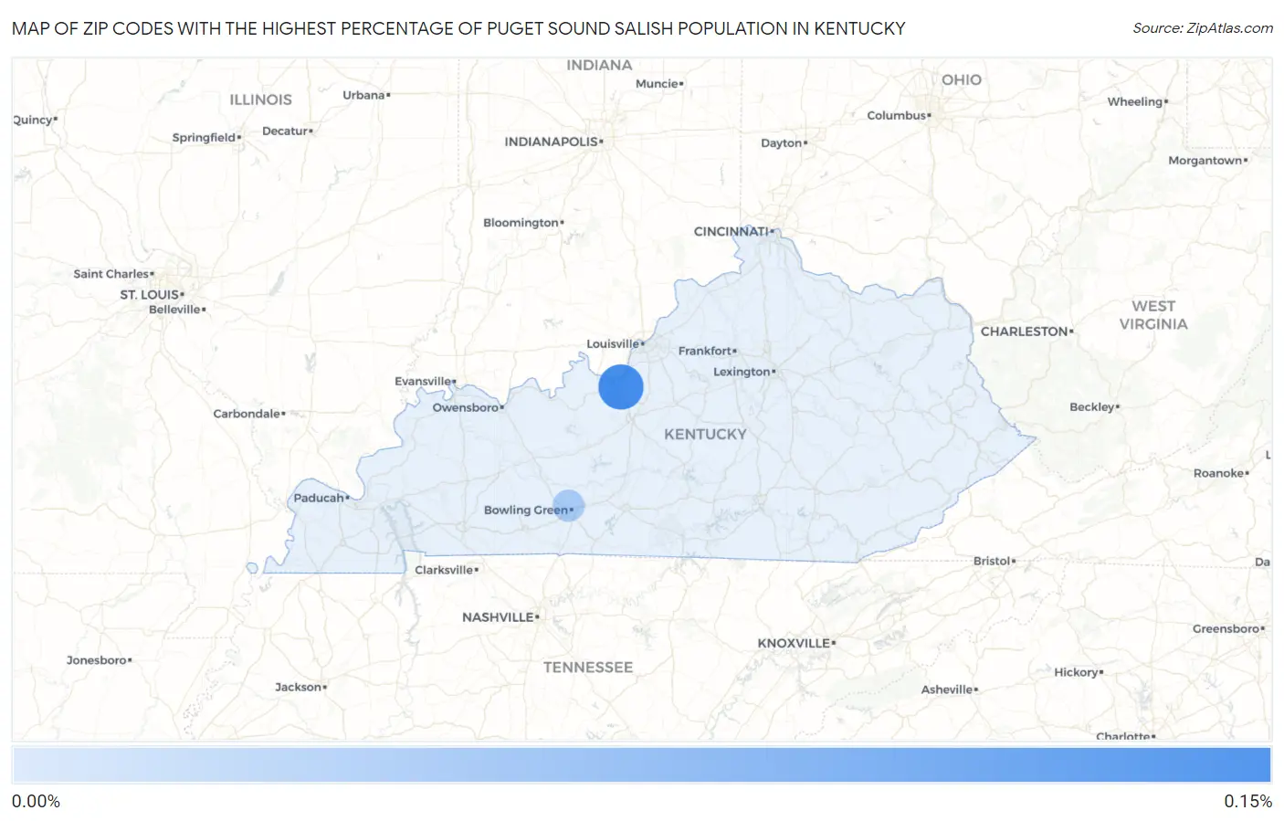 Zip Codes with the Highest Percentage of Puget Sound Salish Population in Kentucky Map