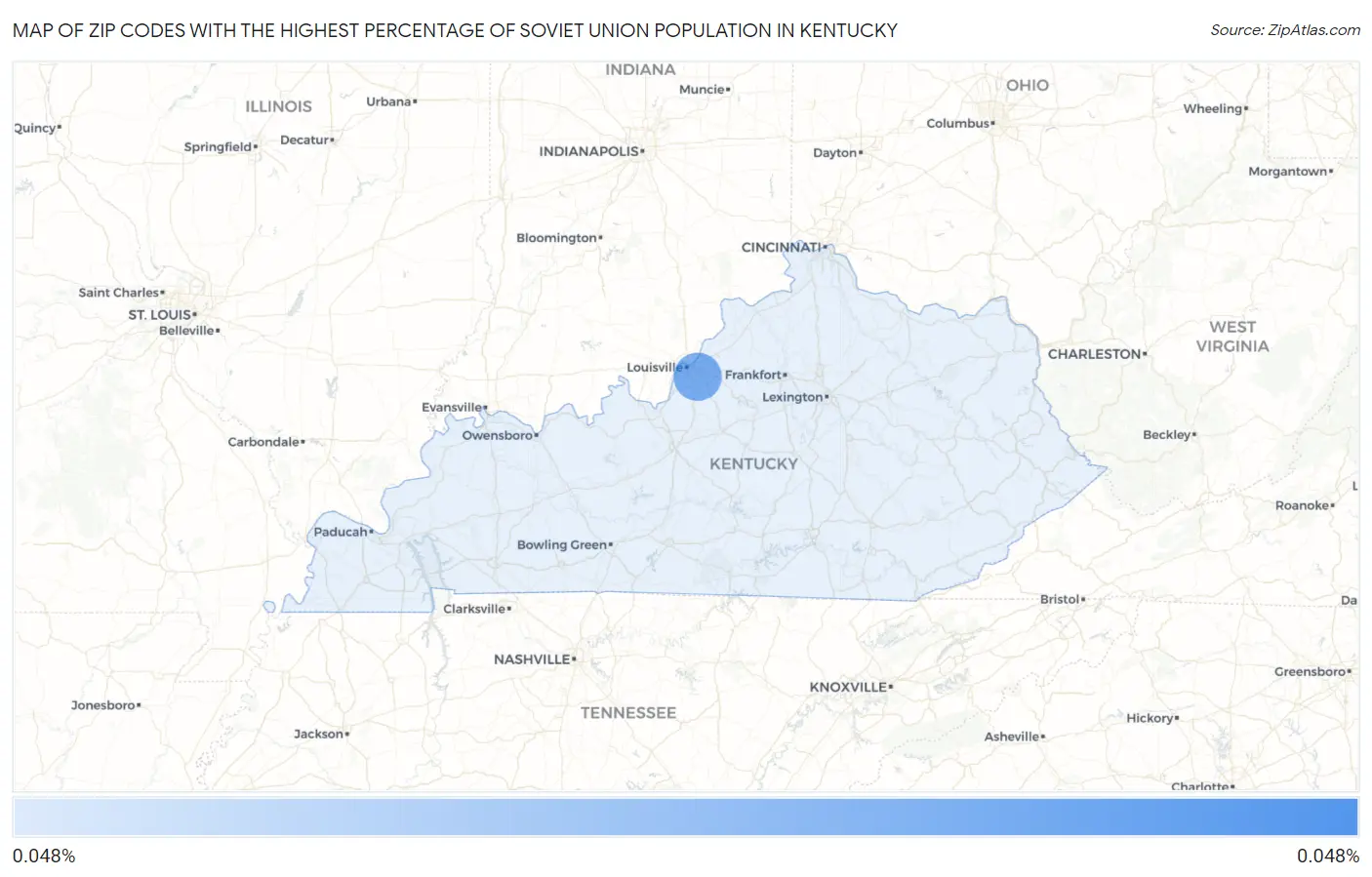 Zip Codes with the Highest Percentage of Soviet Union Population in Kentucky Map