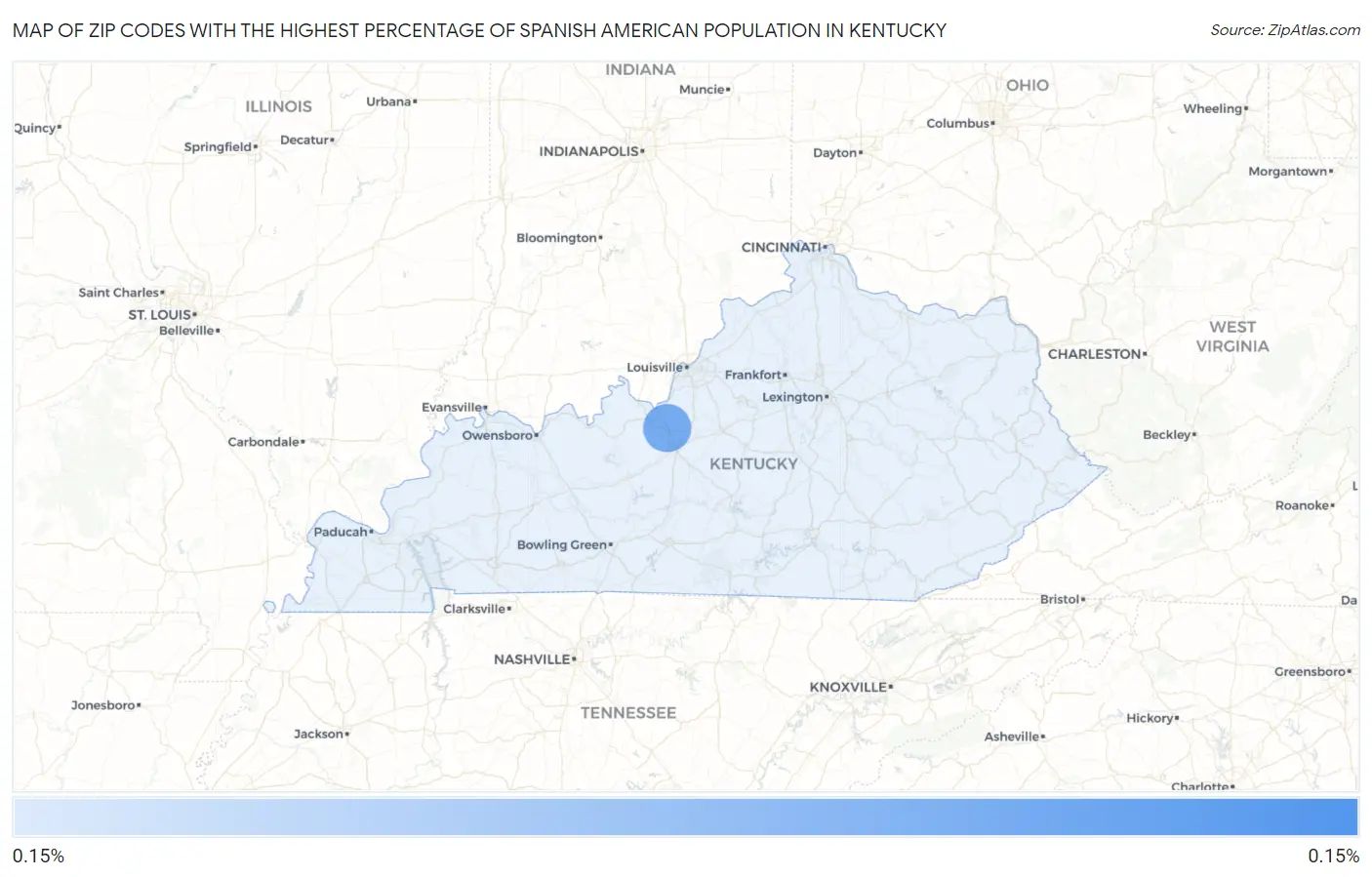 Zip Codes with the Highest Percentage of Spanish American Population in Kentucky Map