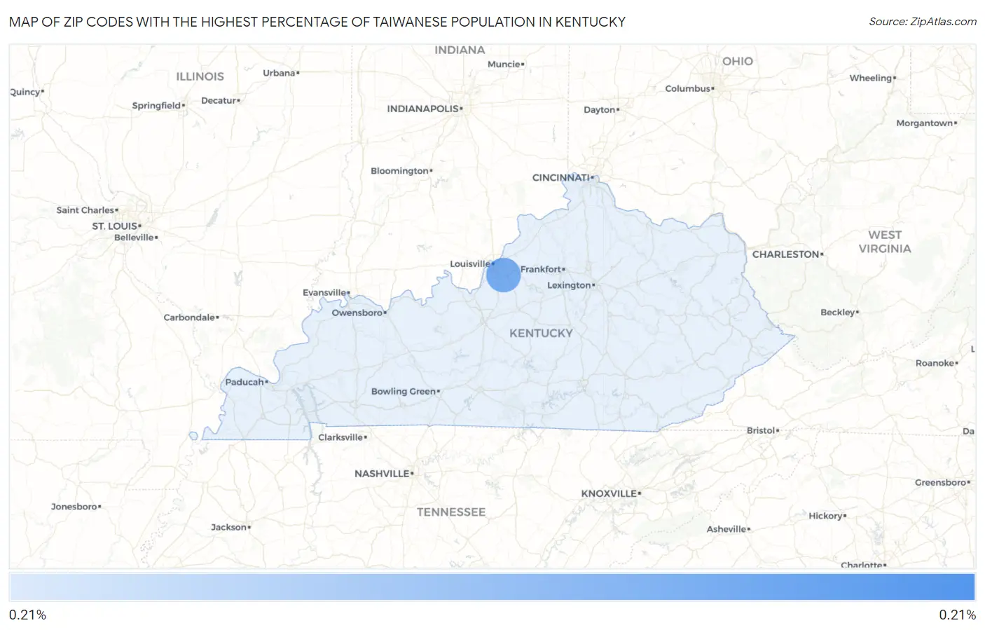 Zip Codes with the Highest Percentage of Taiwanese Population in Kentucky Map