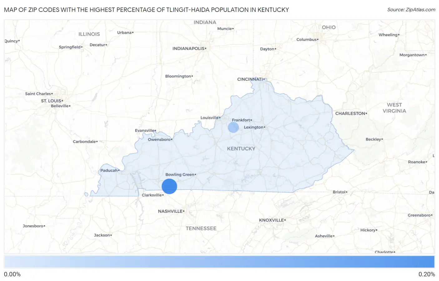 Zip Codes with the Highest Percentage of Tlingit-Haida Population in Kentucky Map