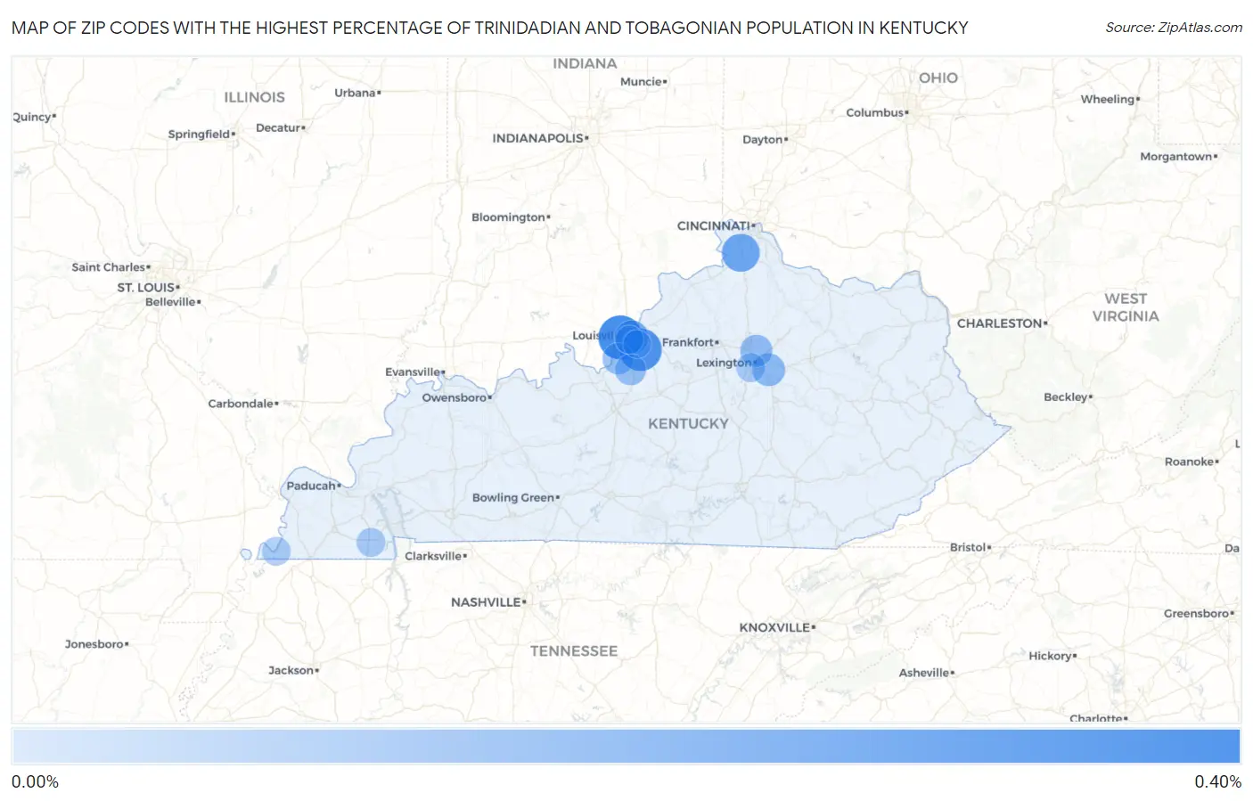 Zip Codes with the Highest Percentage of Trinidadian and Tobagonian Population in Kentucky Map