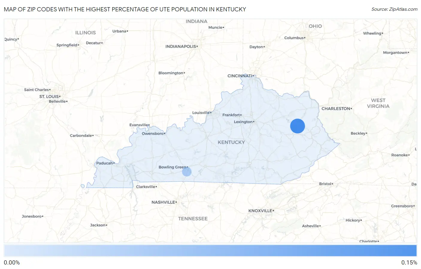 Zip Codes with the Highest Percentage of Ute Population in Kentucky Map