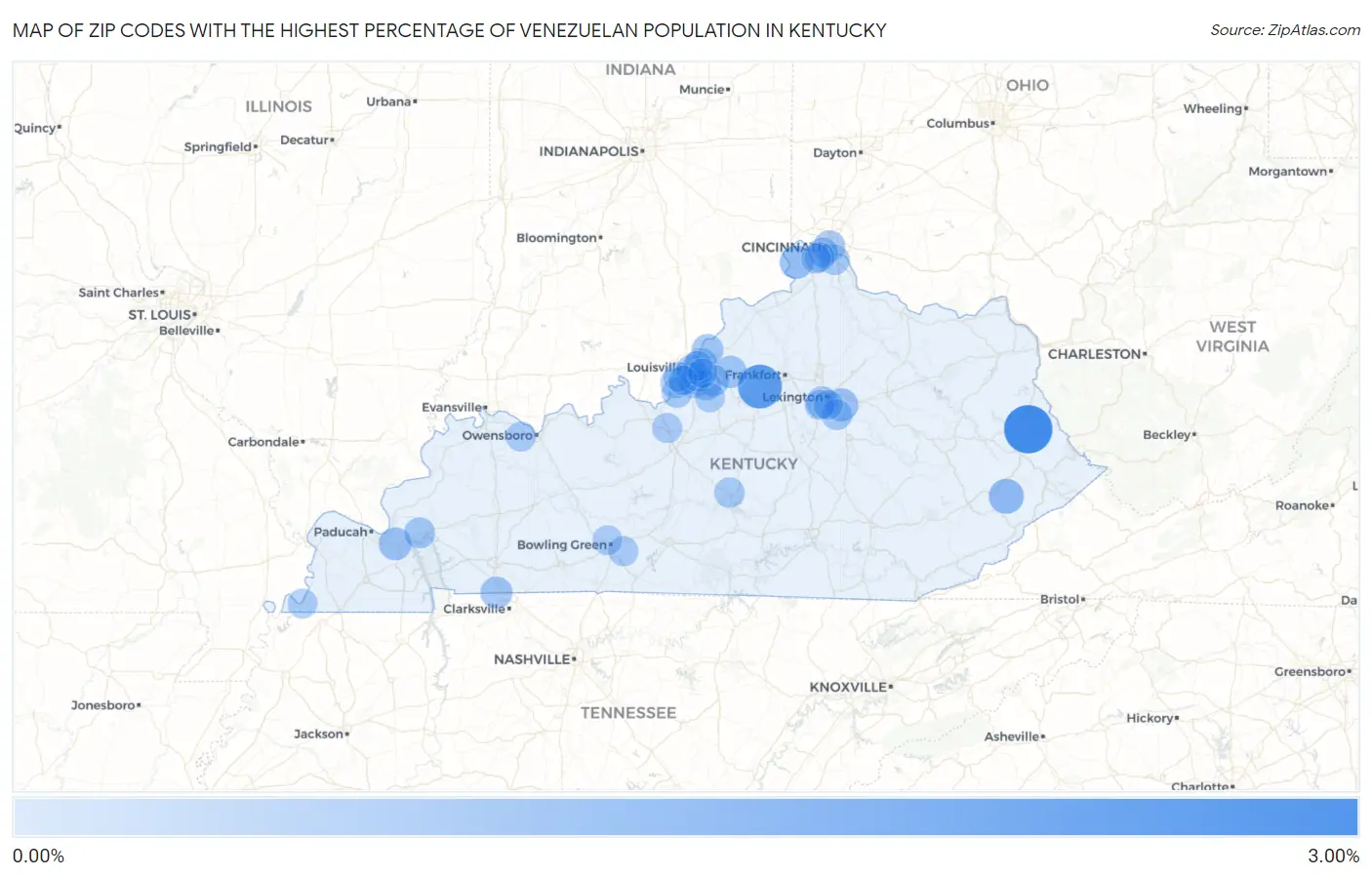 Zip Codes with the Highest Percentage of Venezuelan Population in Kentucky Map