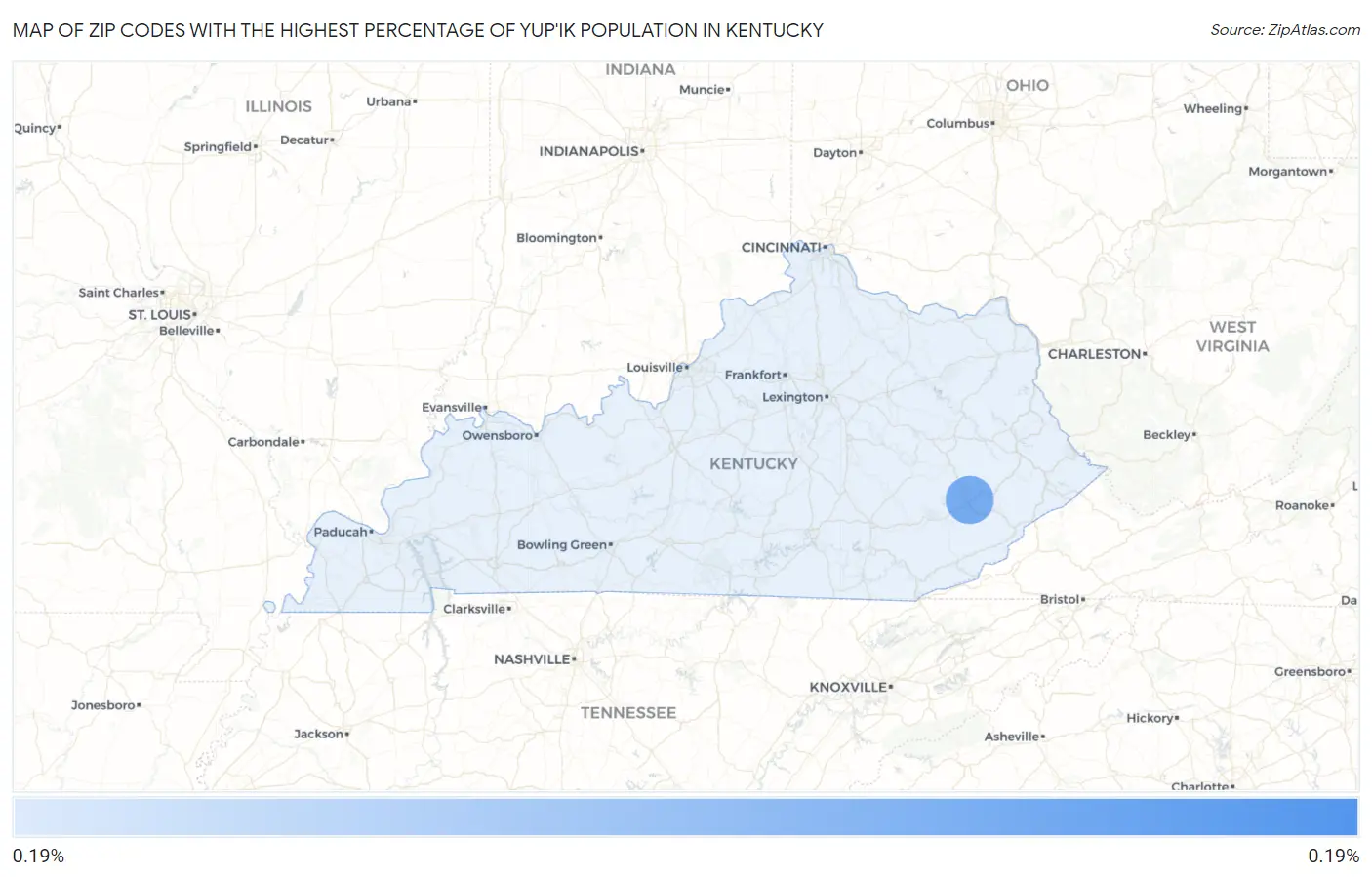 Zip Codes with the Highest Percentage of Yup'ik Population in Kentucky Map