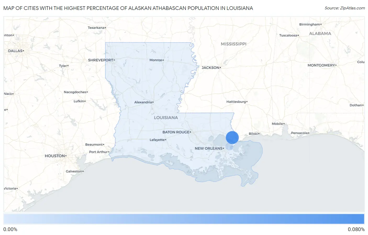 Cities with the Highest Percentage of Alaskan Athabascan Population in Louisiana Map