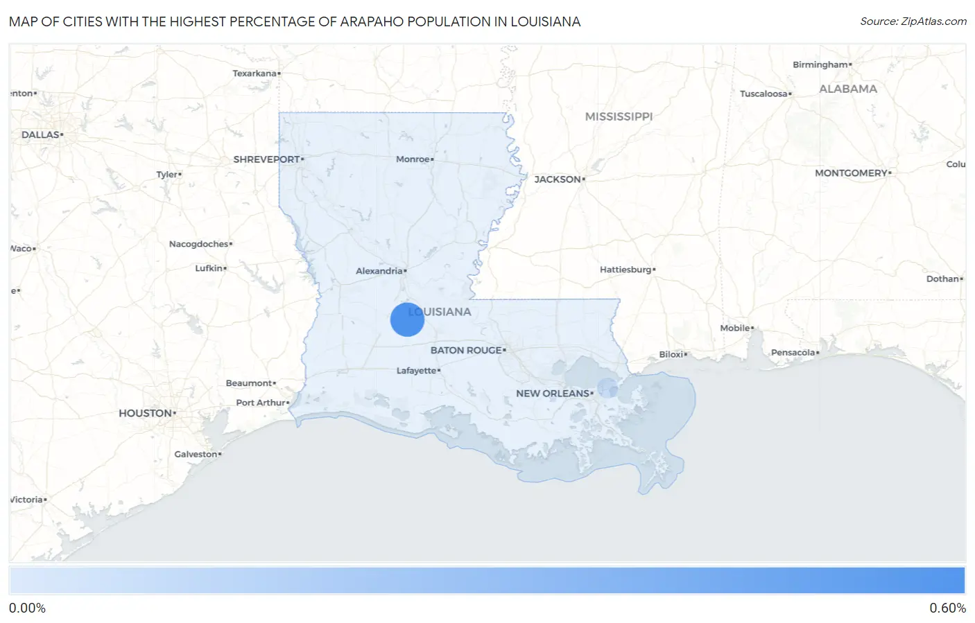 Cities with the Highest Percentage of Arapaho Population in Louisiana Map