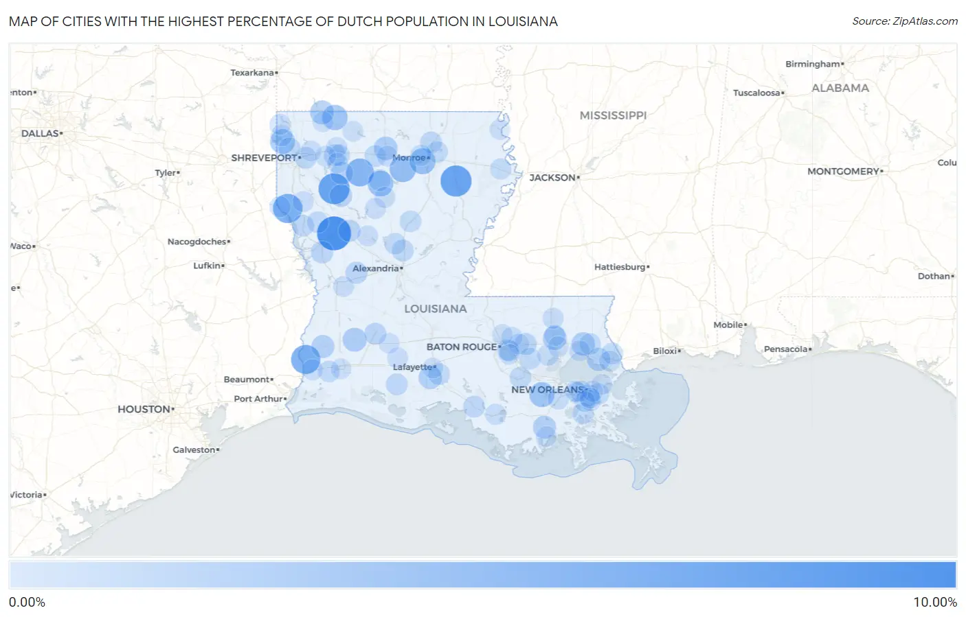 Cities with the Highest Percentage of Dutch Population in Louisiana Map