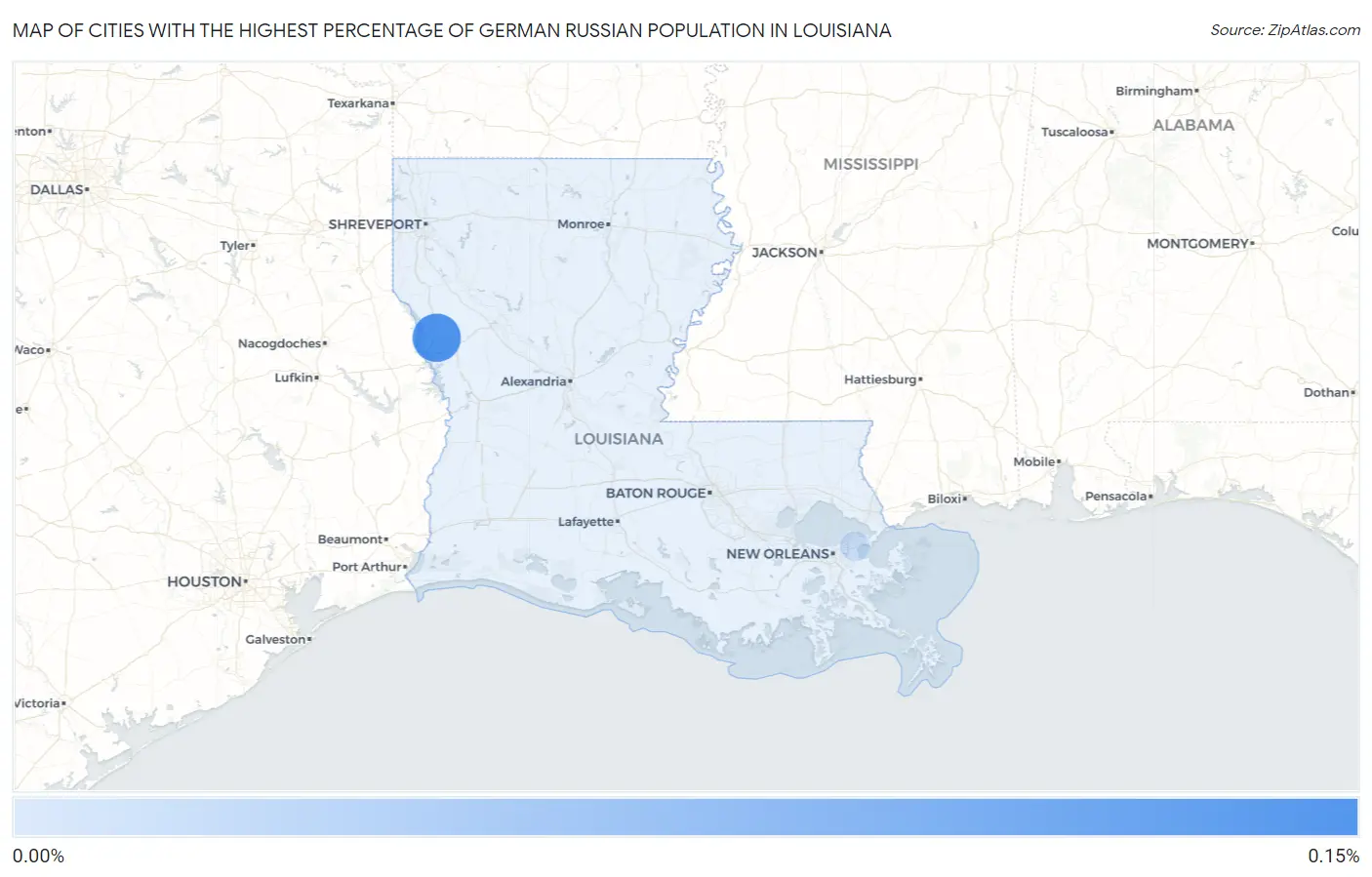 Cities with the Highest Percentage of German Russian Population in Louisiana Map
