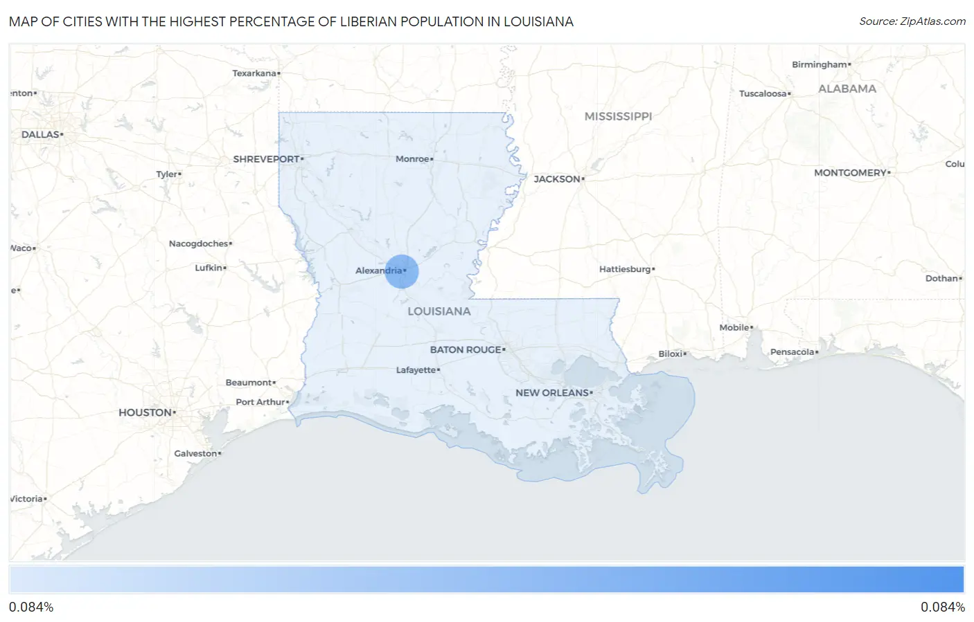 Cities with the Highest Percentage of Liberian Population in Louisiana Map