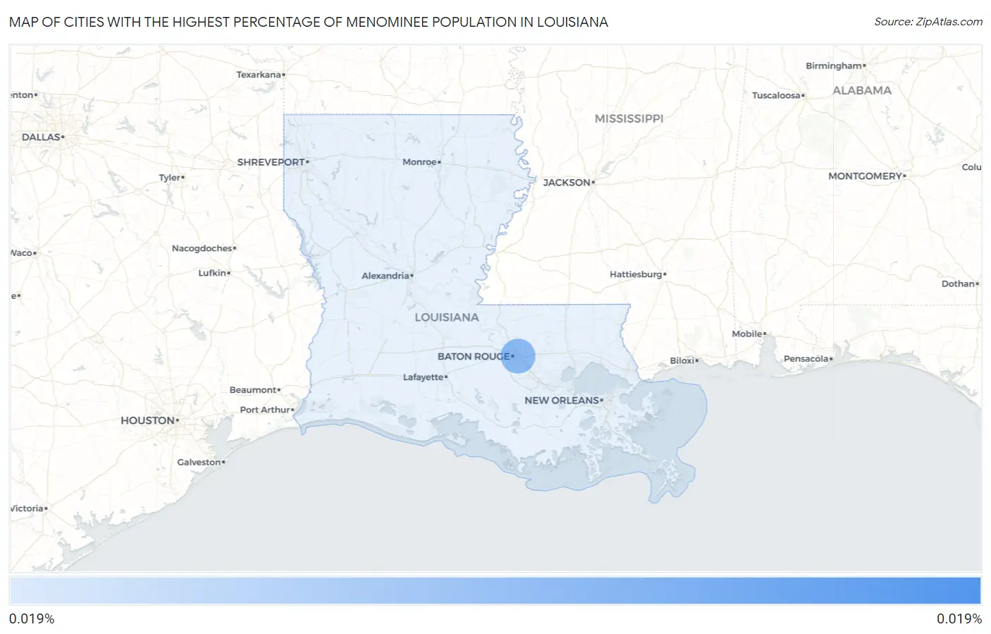 Cities with the Highest Percentage of Menominee Population in Louisiana Map