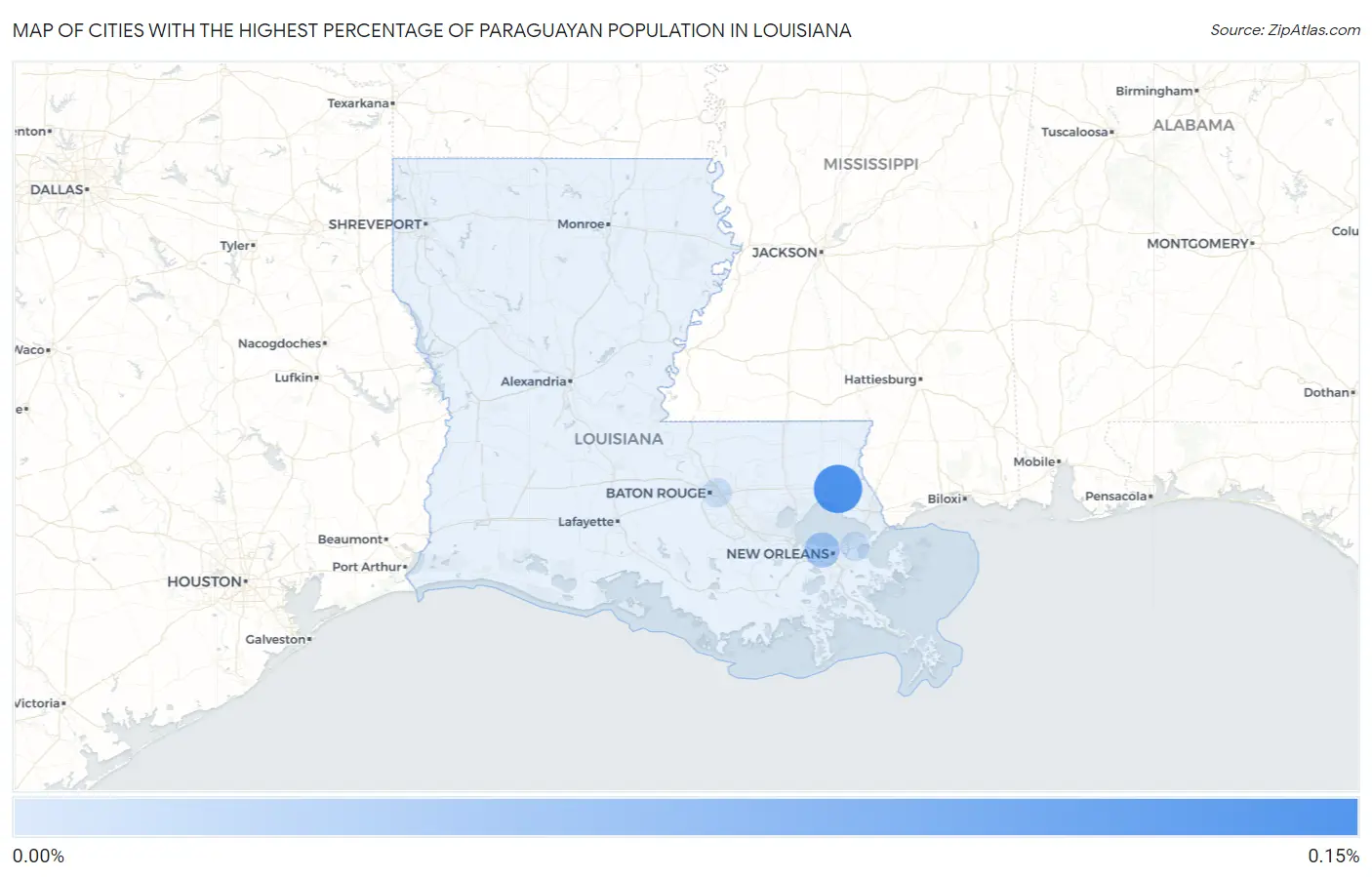 Cities with the Highest Percentage of Paraguayan Population in Louisiana Map