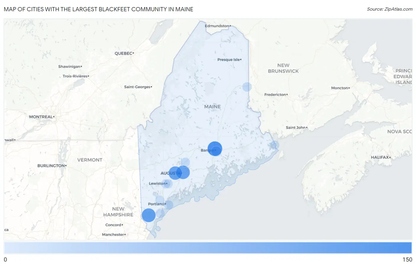 Cities with the Largest Blackfeet Community in Maine Map