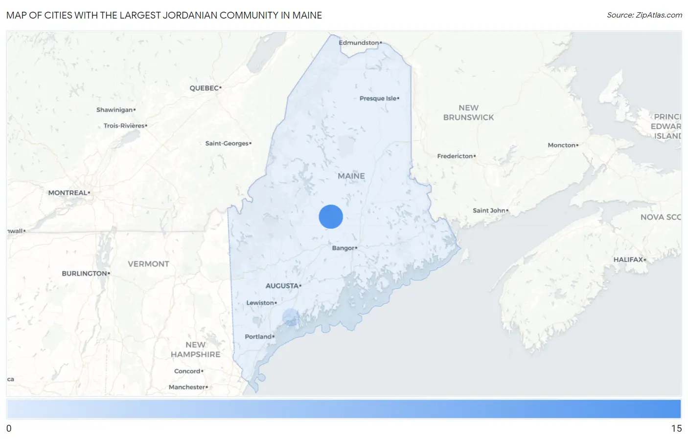 Cities with the Largest Jordanian Community in Maine Map