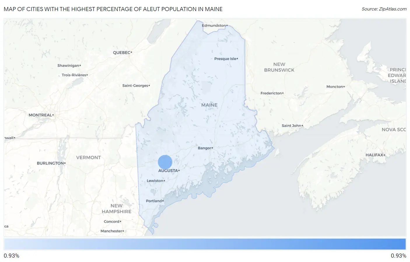 Cities with the Highest Percentage of Aleut Population in Maine Map