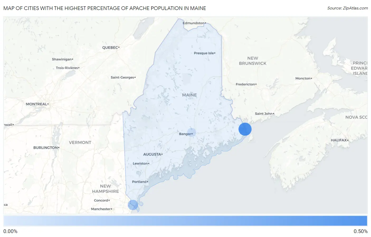 Cities with the Highest Percentage of Apache Population in Maine Map