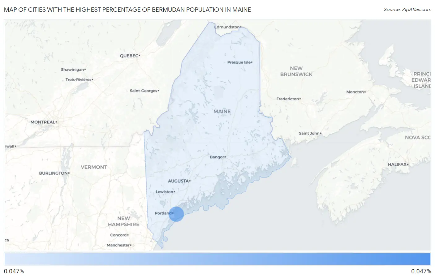 Cities with the Highest Percentage of Bermudan Population in Maine Map