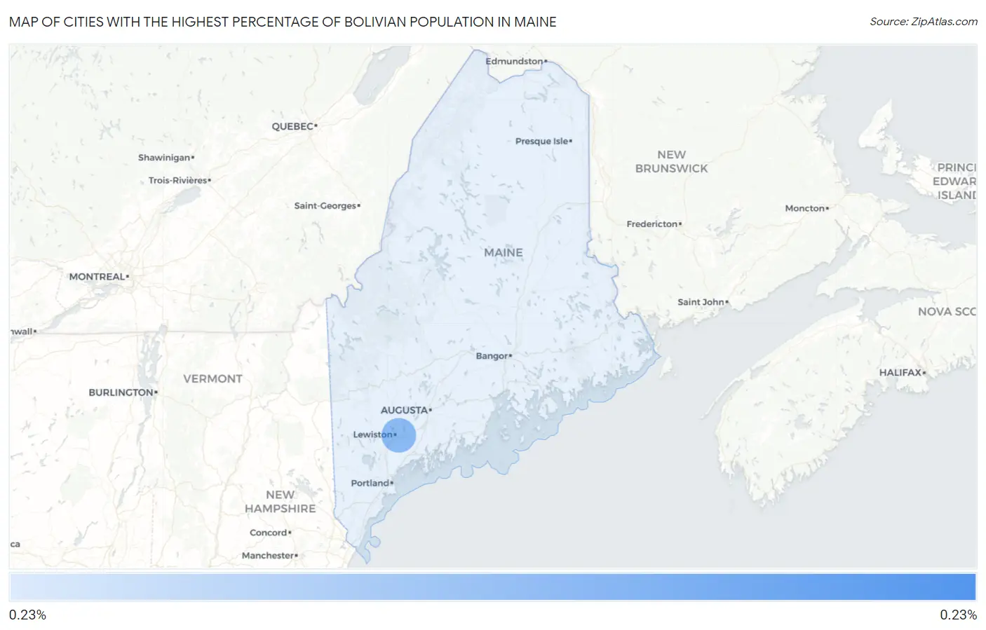 Cities with the Highest Percentage of Bolivian Population in Maine Map