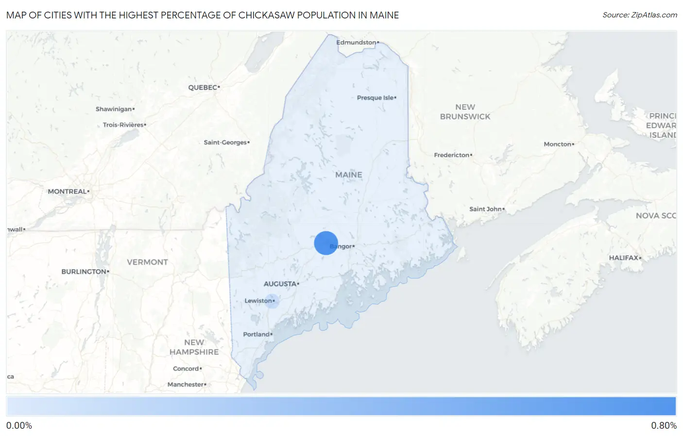 Cities with the Highest Percentage of Chickasaw Population in Maine Map