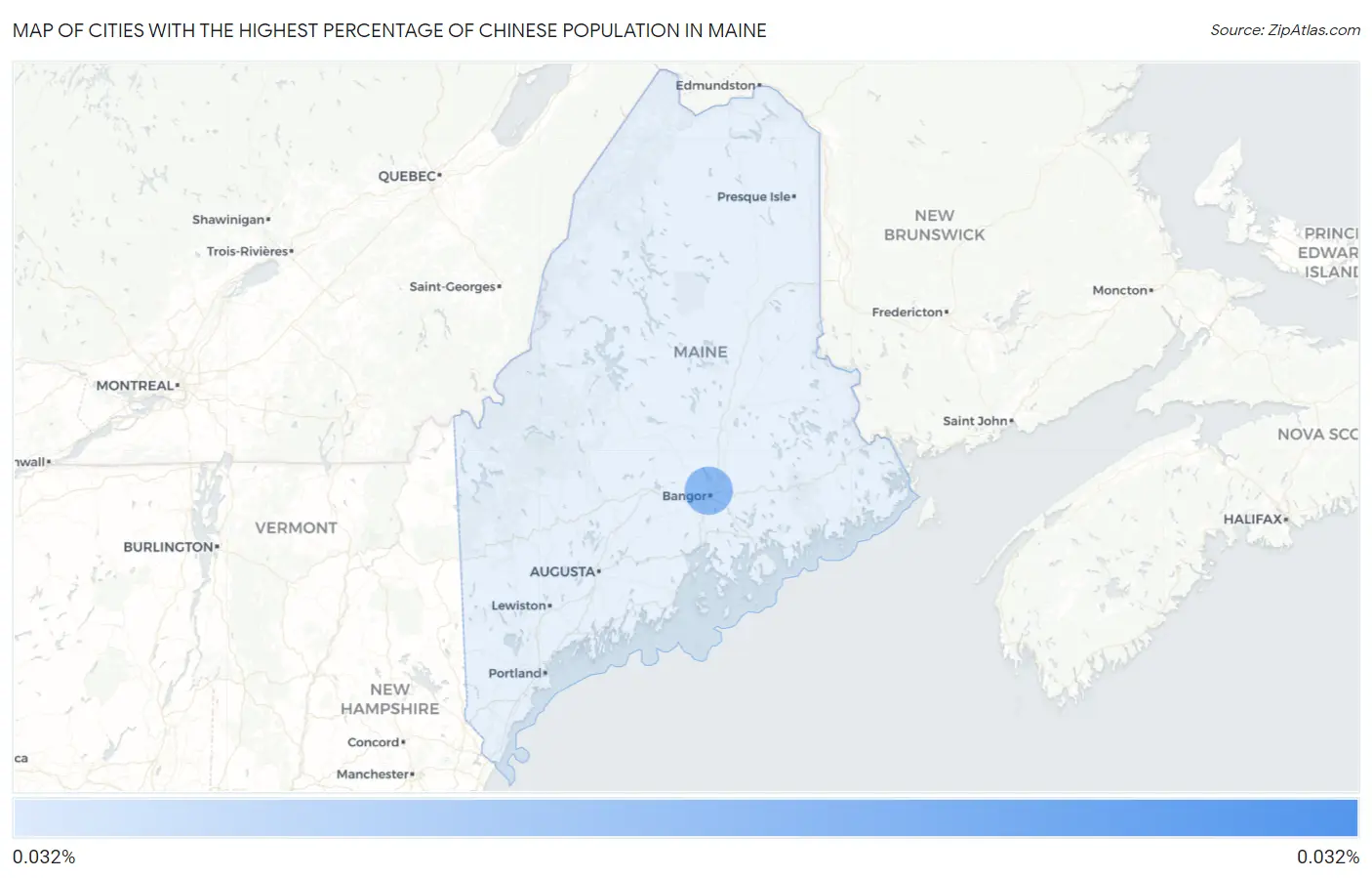 Cities with the Highest Percentage of Chinese Population in Maine Map